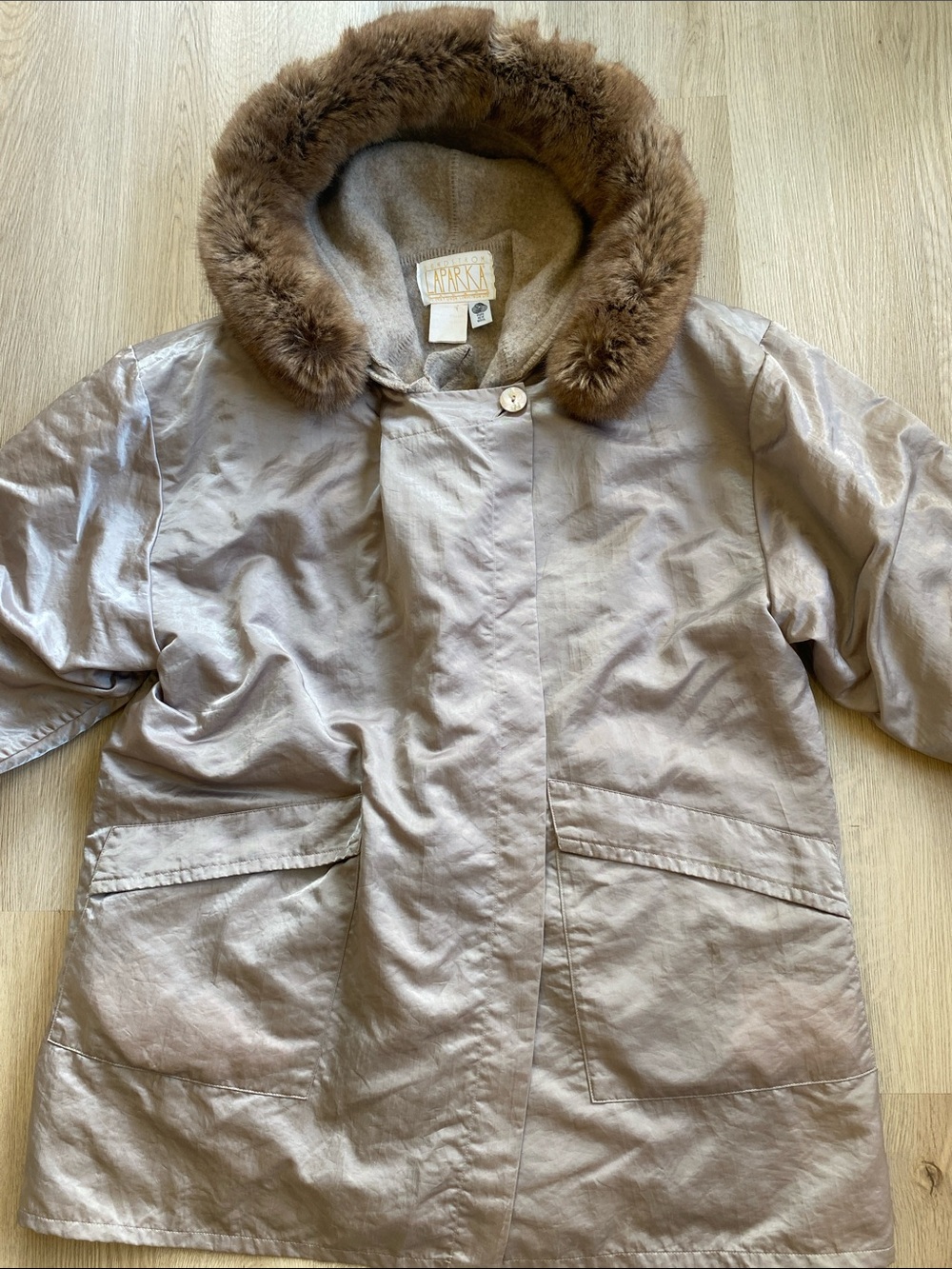 Vintage Linda Lundström La Parka 3-in-1 Coat Heather Grey Taupe Minimalist Small - Picture 2 of 14